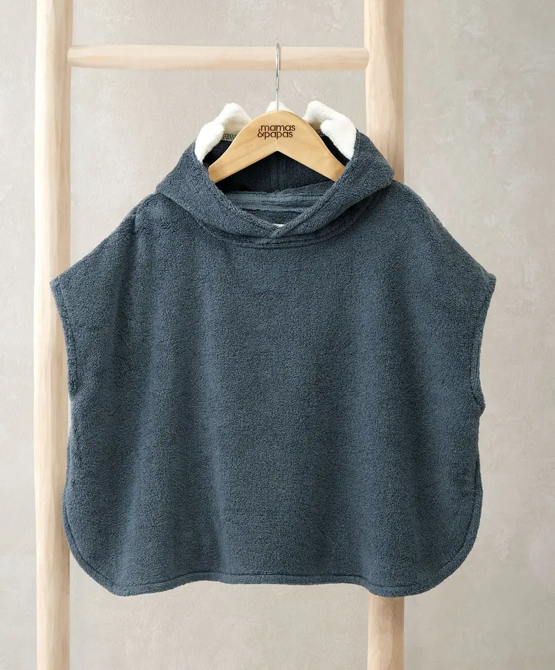 3D Fin-Themed Towelling Hooded Poncho – Navy Blue 1
