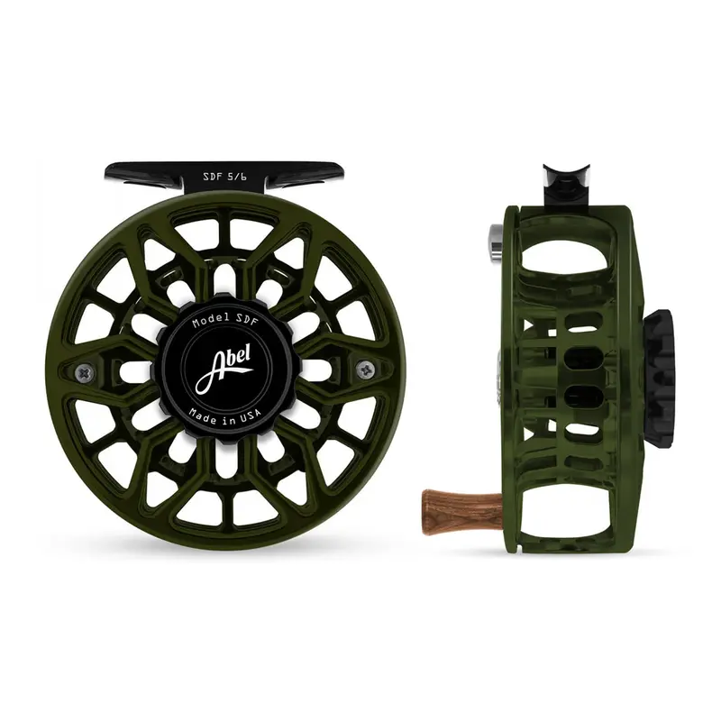 Abel Sdf Fly Reel – 5/6 Weight, Deep Green Body With Black Drag Knob And Walnut Handle 1