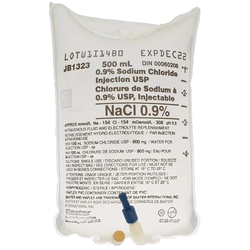 Baxter 0.9% Sodium Chloride Solution – 500 Ml Iv Bag 1