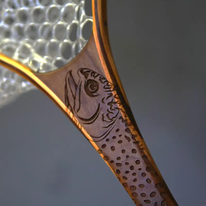 Big Dipper 24"×17" Brook Trout Engraved Natural Landing Net 1