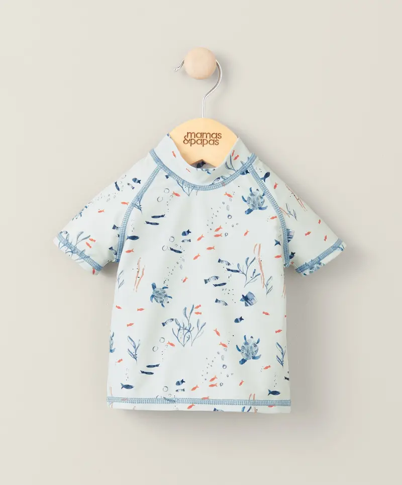 Blue Short-Sleeve Rash Guard Swim Top For Babies 1