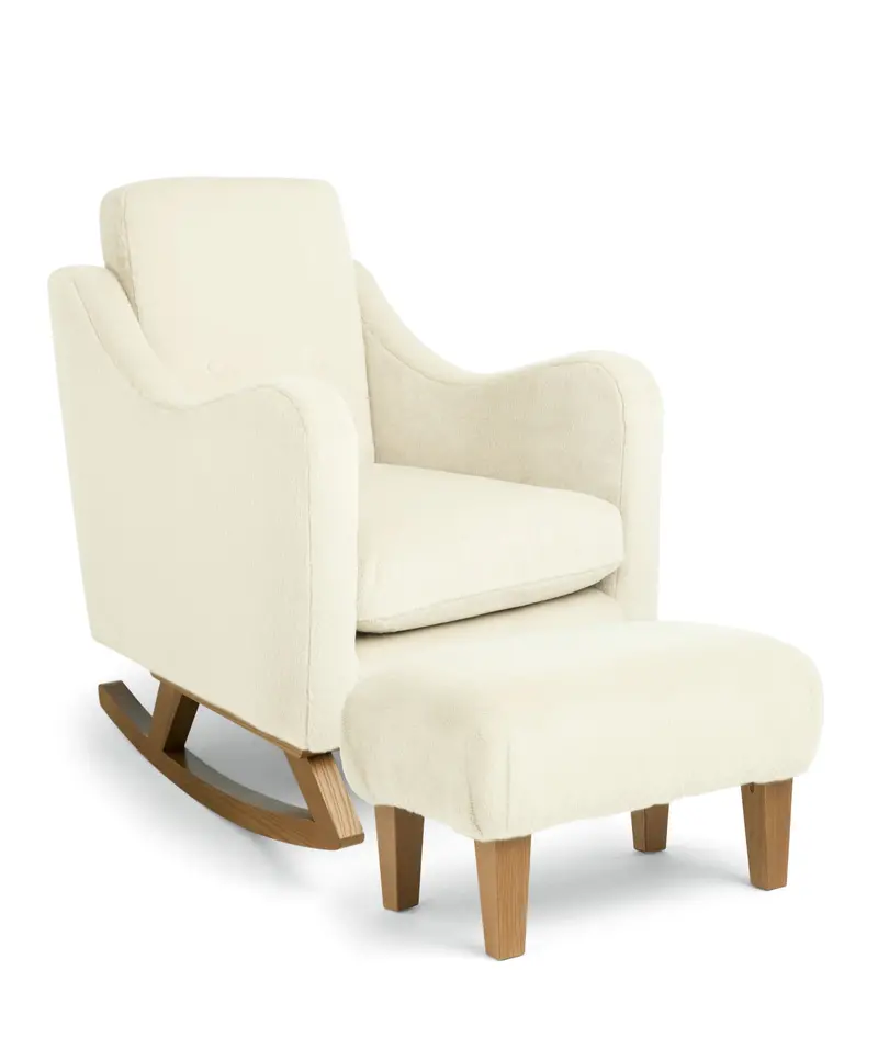 Bowdon Nursing Chair And Matching Footstool In Feather Sherpa Fabric 1