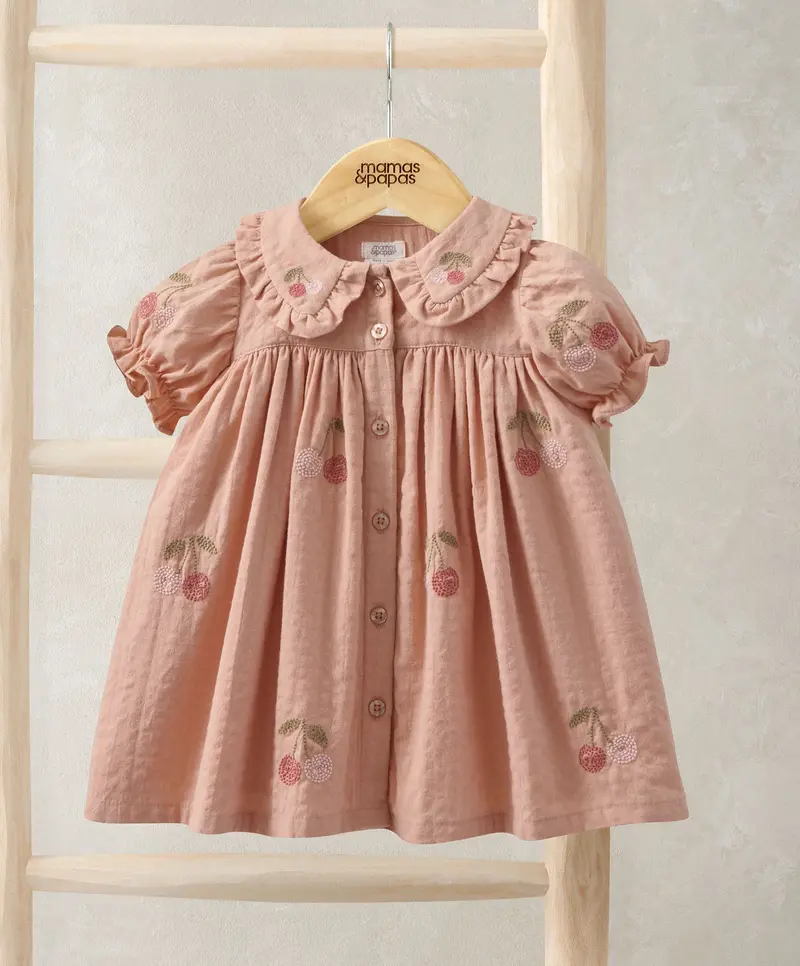 Cherry Embroidered Baby Dress – Sweet Detailing On Premium Fabric 1