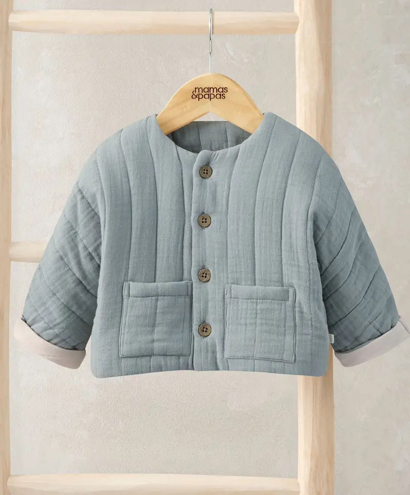 Classic Blue Quilted Baby Jacket – Lightweight Insulated Outerwear 1