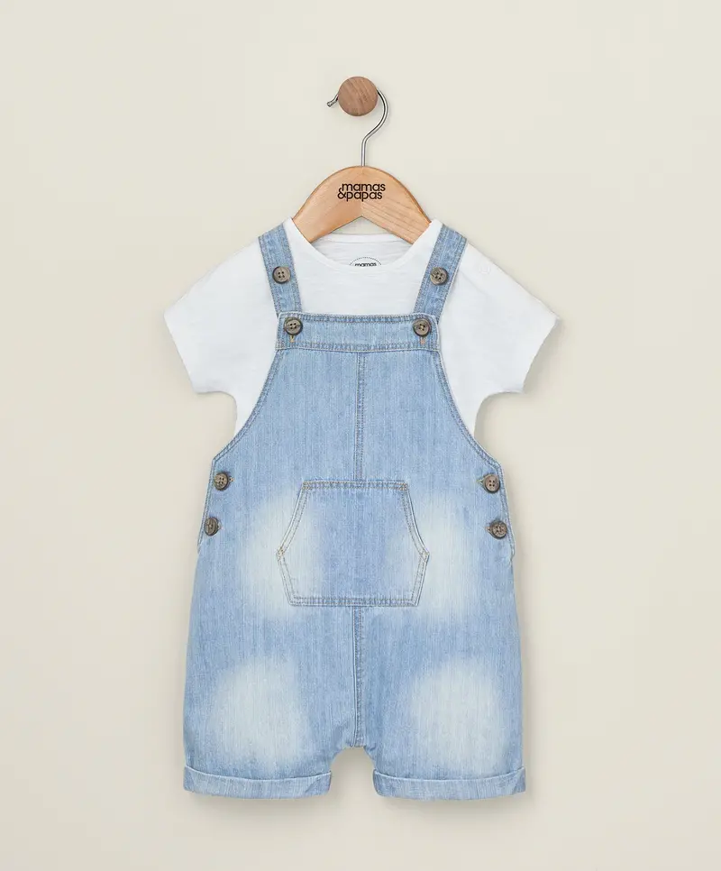 Classic Denim Dungarees Paired With Soft White Tee 1