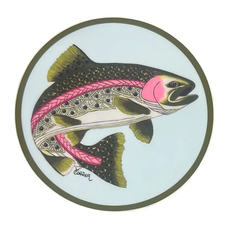 Conner Art Studio Celtic Trout Circular Sticker 1
