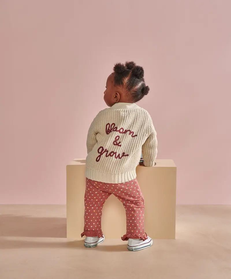 Cream Embroidered Knit Cardigan 1