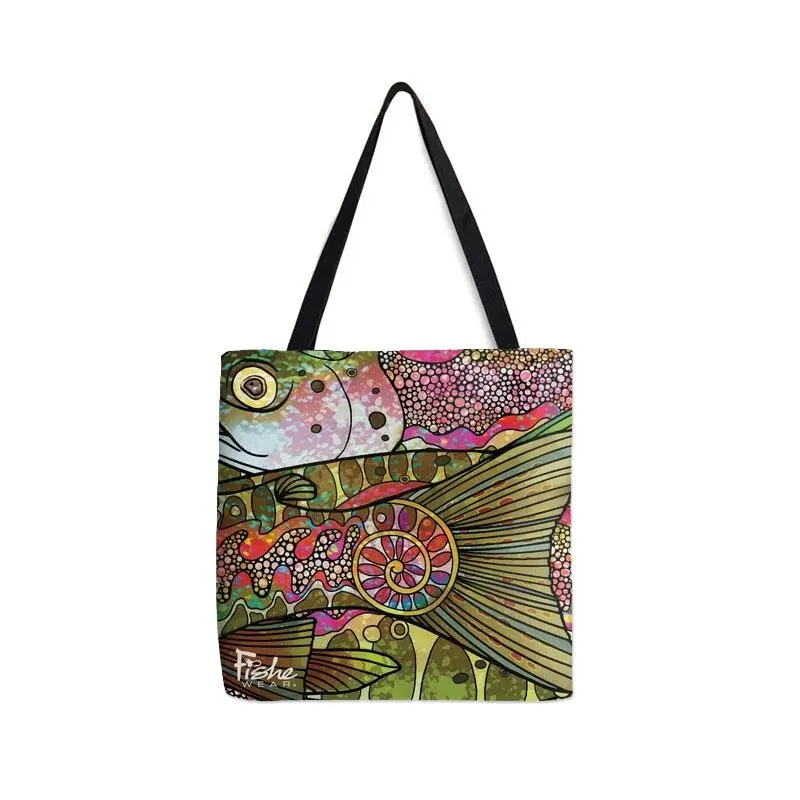 Fishewear Troutrageous Rainbow Fabric Tote Bag – Lightweight & Vibrant 1