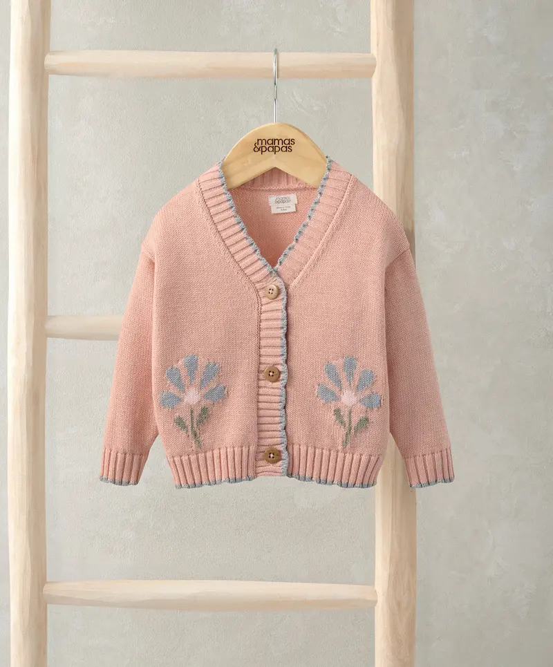 Floral-Embellished Scallop-Hem Cardigan 1