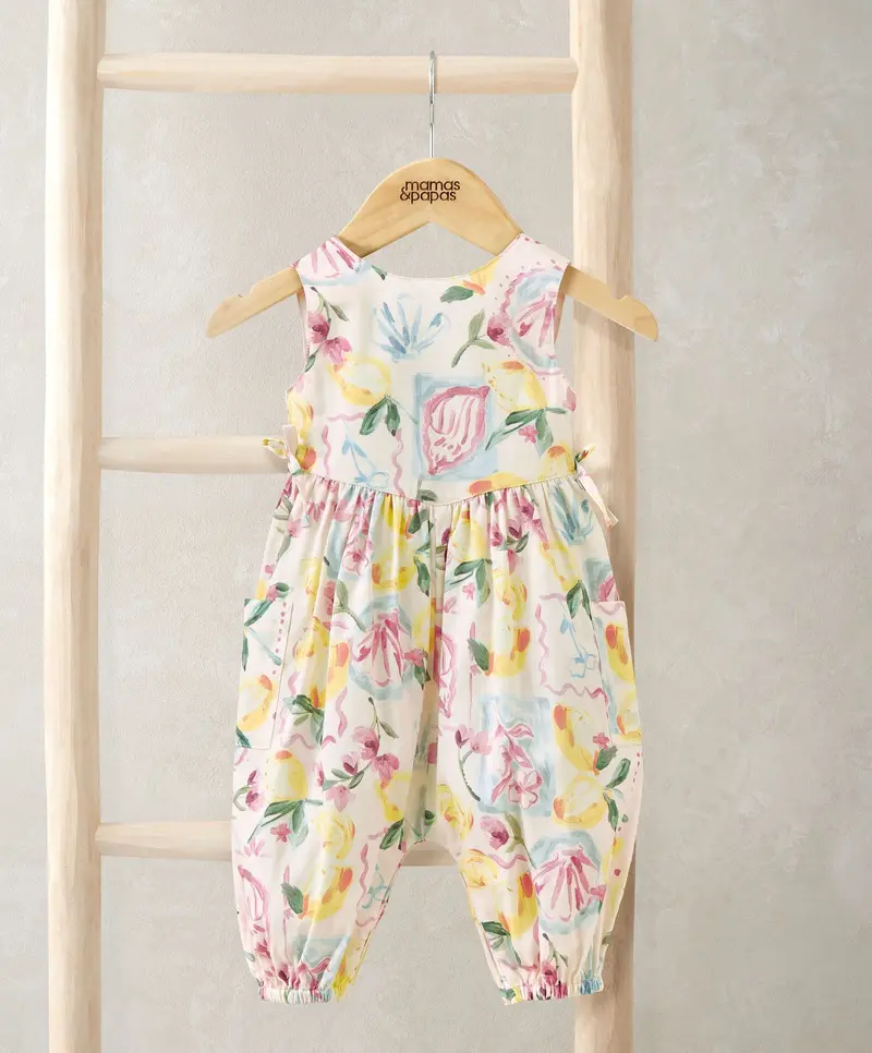Floral Lemon Print Romper For Little Ones 1
