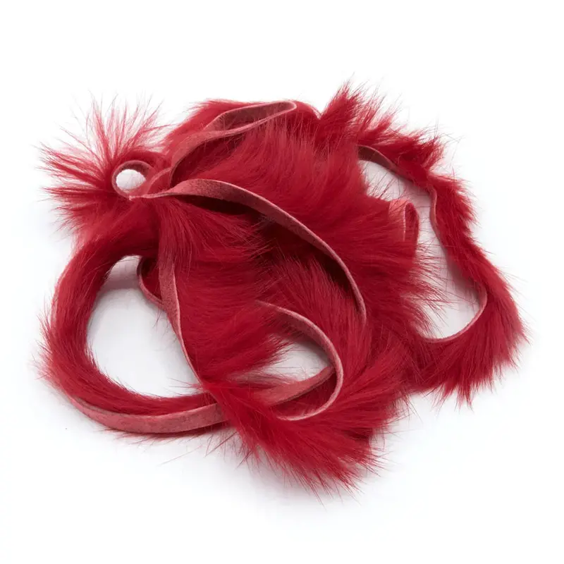 Hareline Rabbit Fur Strips – Vibrant Red 1