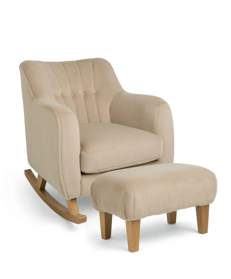 Hilson Nursing Chair And Matching Footstool In Almond Sherpa Fabric 1