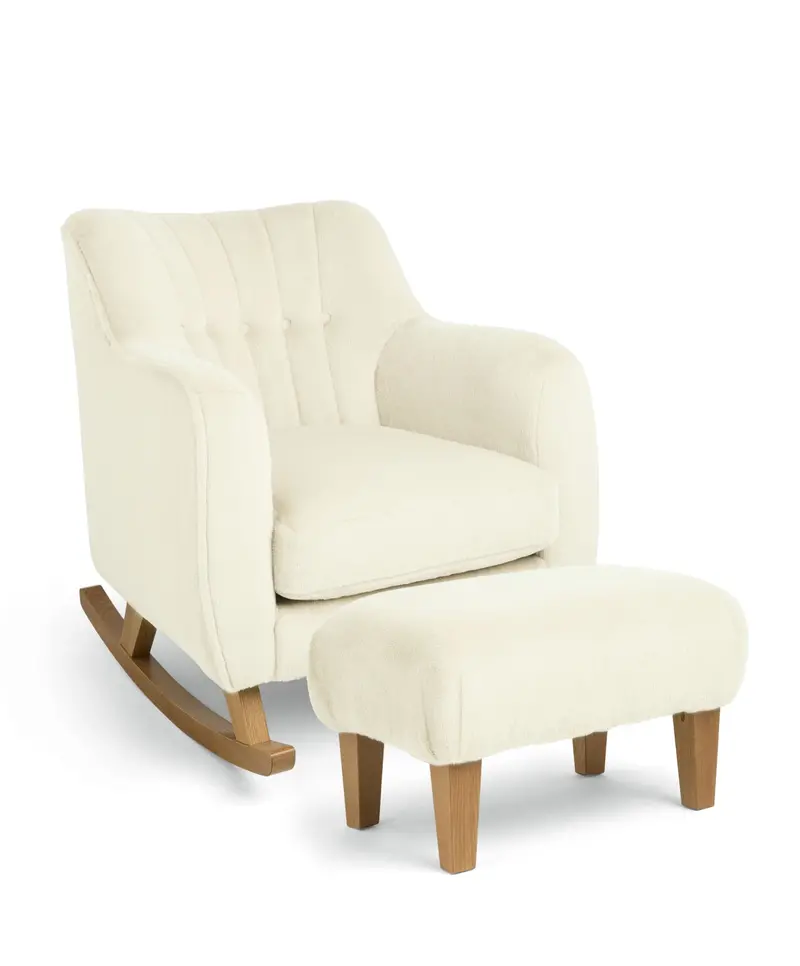 Hilson Nursing Chair And Matching Footstool In Feather Sherpa Fabric 1