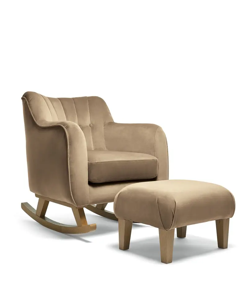 Hilson Nursing Chair And Matching Footstool In Mocha Velvet Fabric 1