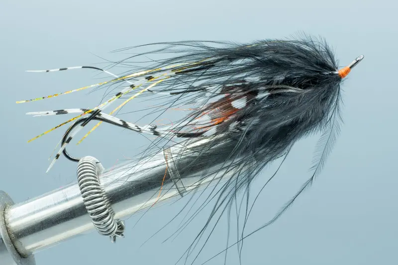 Hoh Bo Spey Fly – Black Body With Orange Butt, Size #2 1