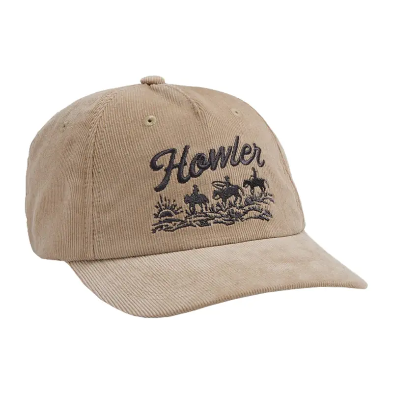Howler Bros Standard Snapback Hat – Khaki Corduroy Howler Posse Design 1