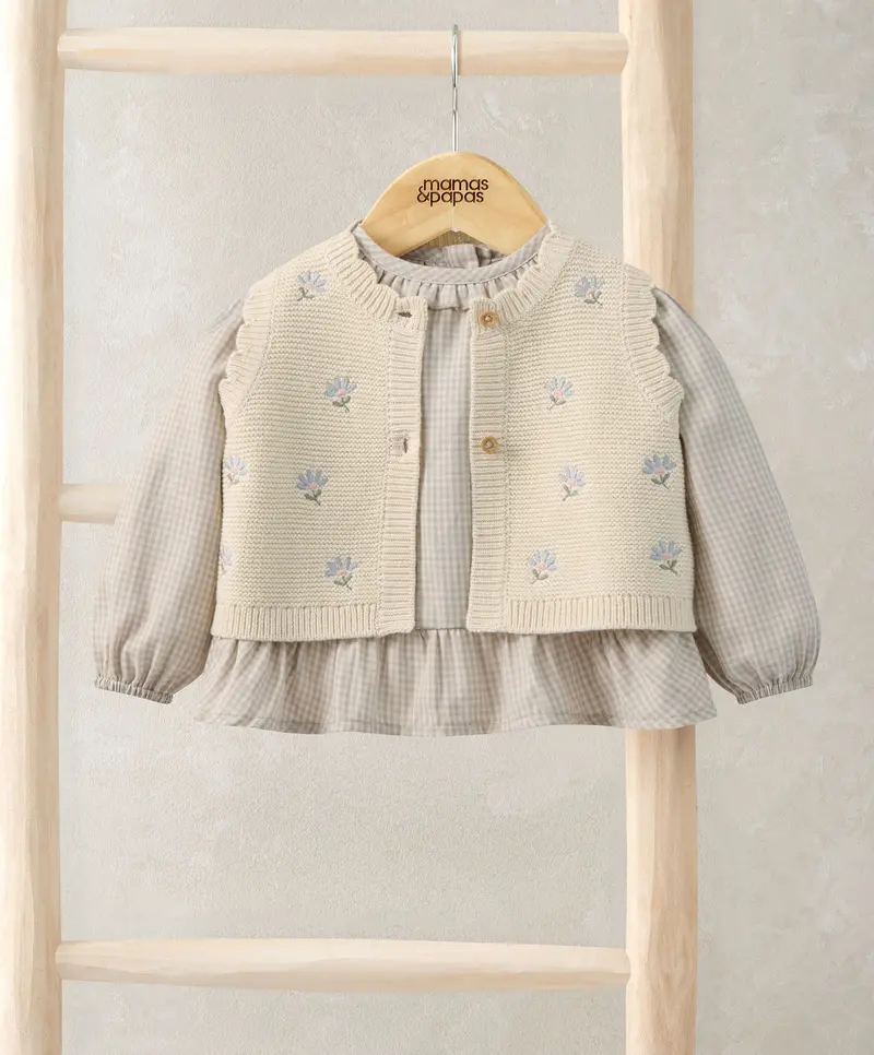 Knit Waistcoat And Matching Top Set For Girls 1