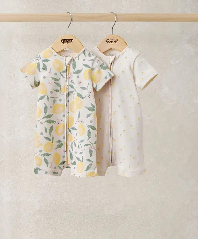 Lemon-Print Baby Rompers – 2-Pack 1