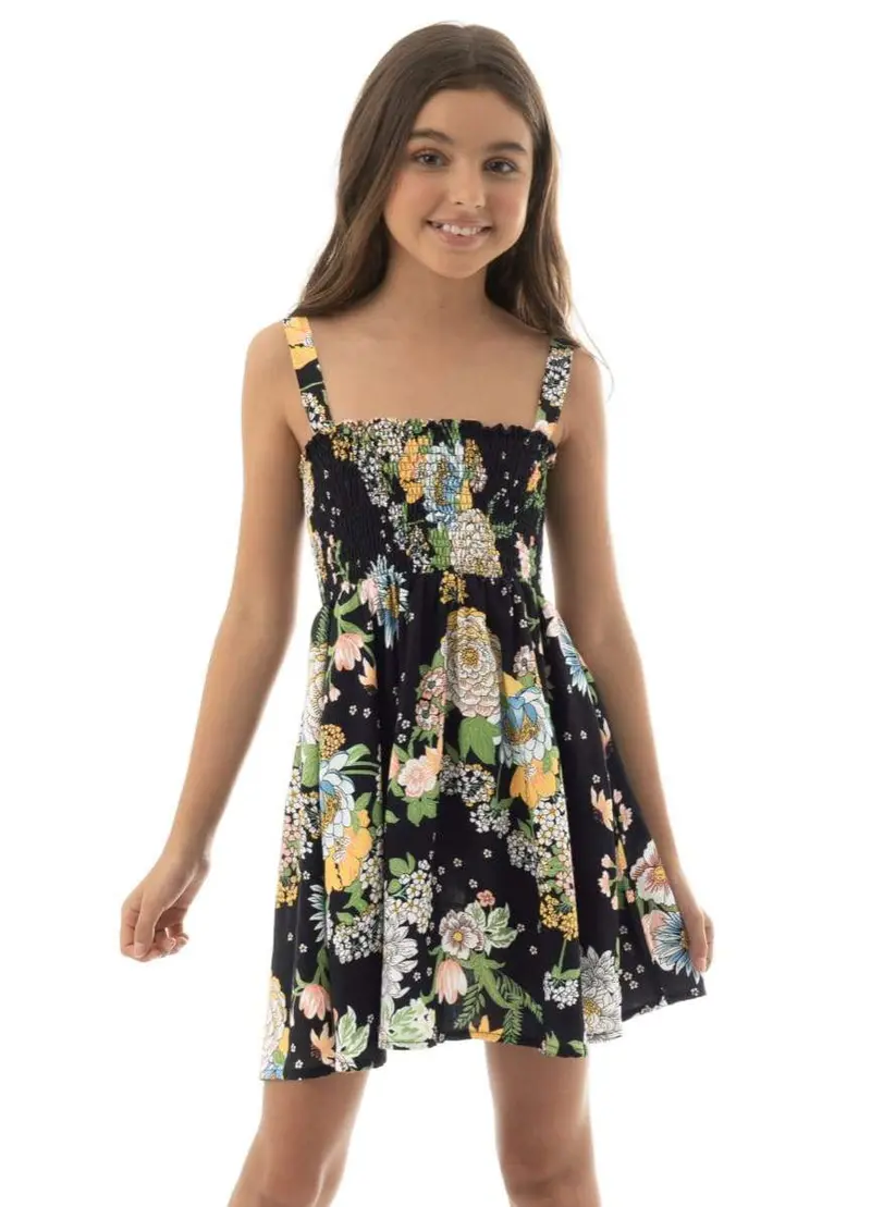 Maaji Black Bouquet Floral Short Dress For Girls 1
