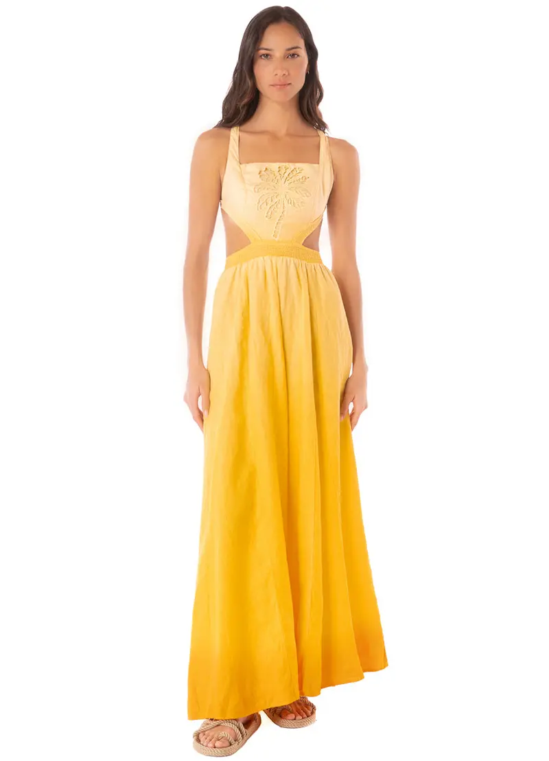 Maaji Boho-Inspired Sunrise Canary Maxi Dress 1