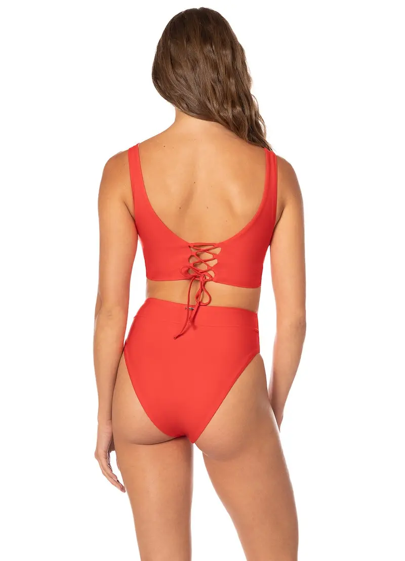 Maaji Camelia Red Suzy Q Bikini Bottom – High-Rise Cut 1