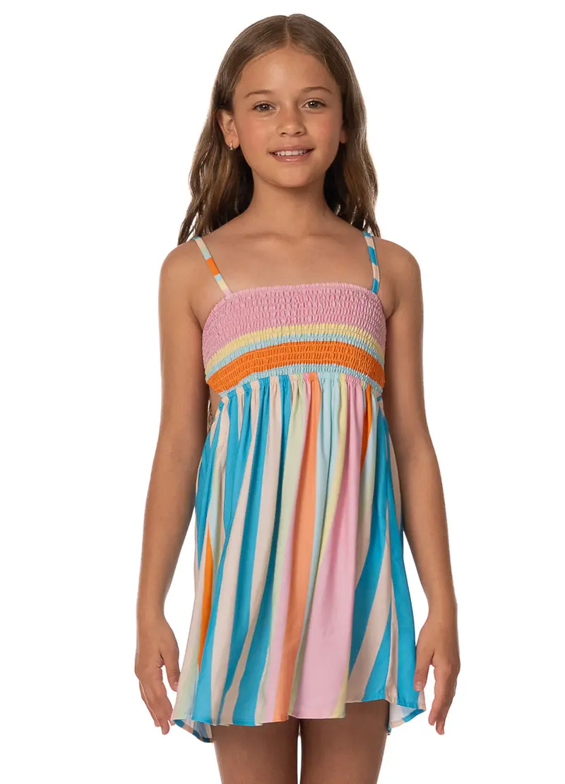 Maaji Deep Sea Lines Sapphire Girls’ Short Sleeve Dress 1