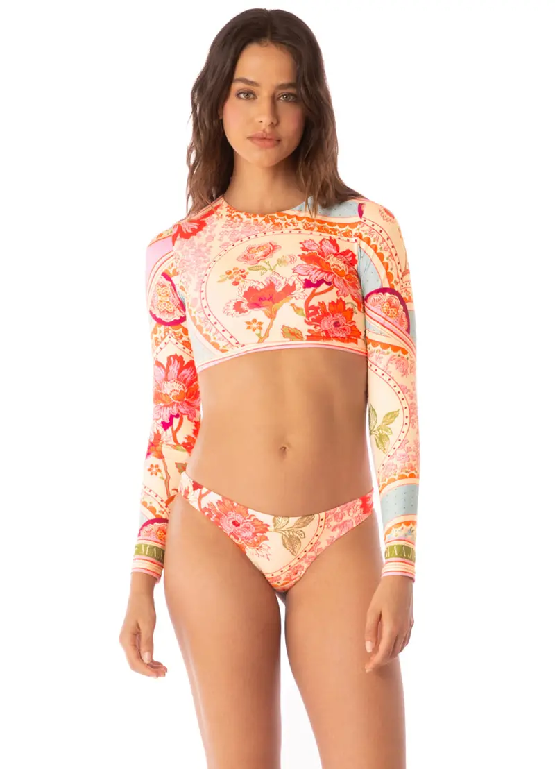 Maaji Floral Groove Spectacle Crop Top – Long-Sleeve Bikini Top 1