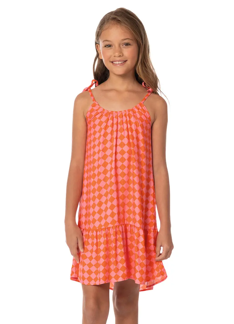 Maaji Little Magnolia Sunset Grid Short Dress For Girls 1
