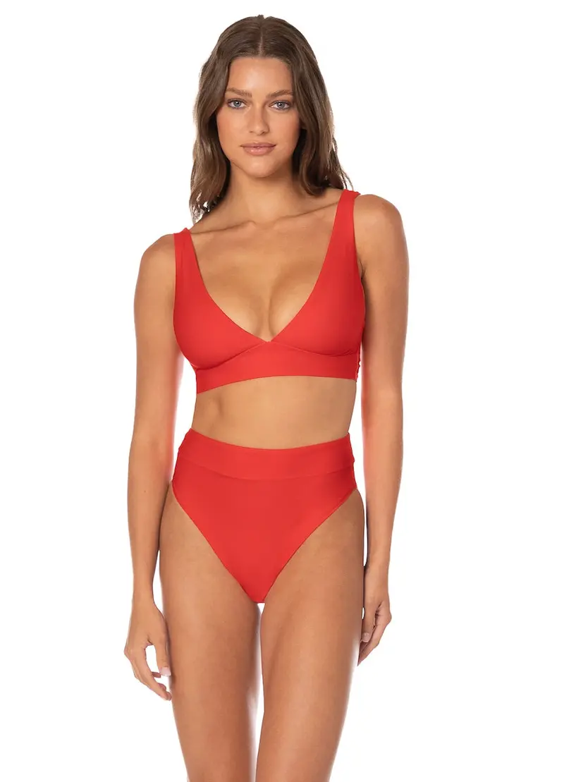 Maaji Red Camelia Allure Bikini Top – Long-Line Triangle Design 1