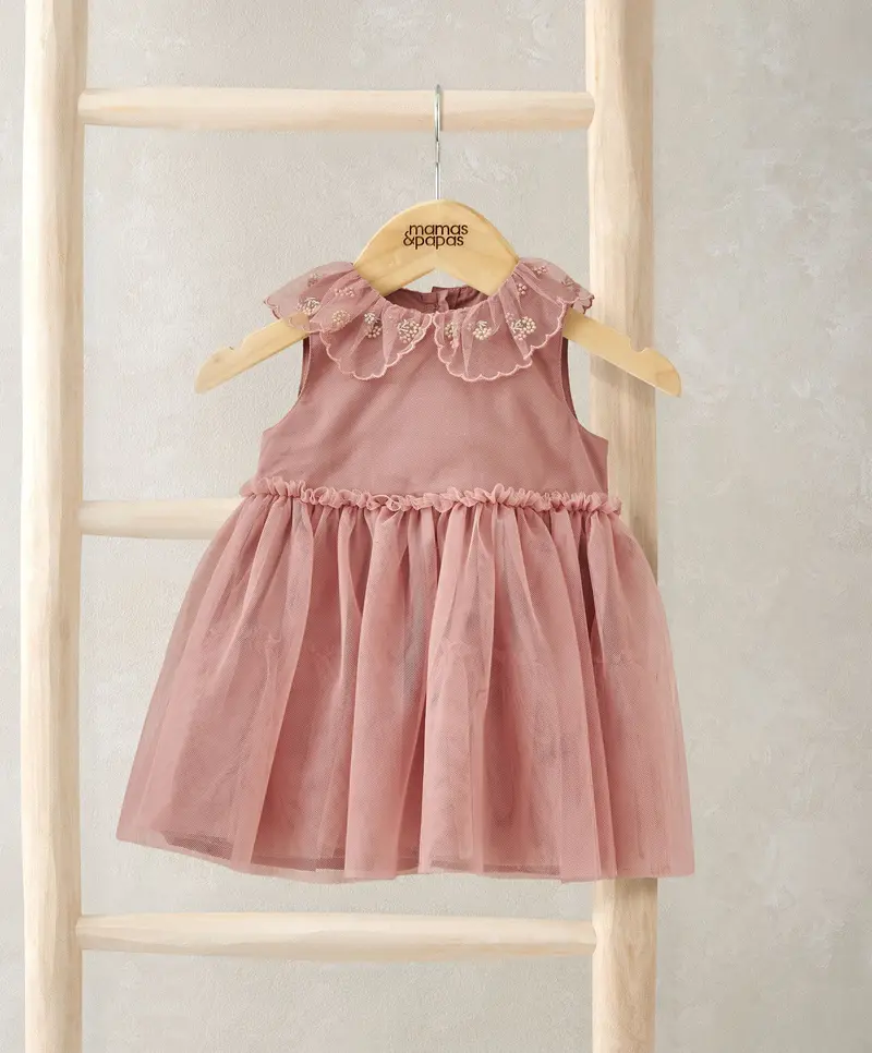 Mesh-Paneled Collared Dress 1