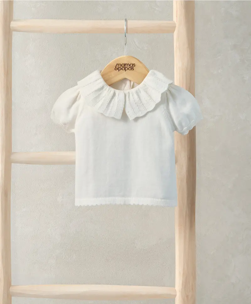 Minimalist White Knitted Baby Top 1