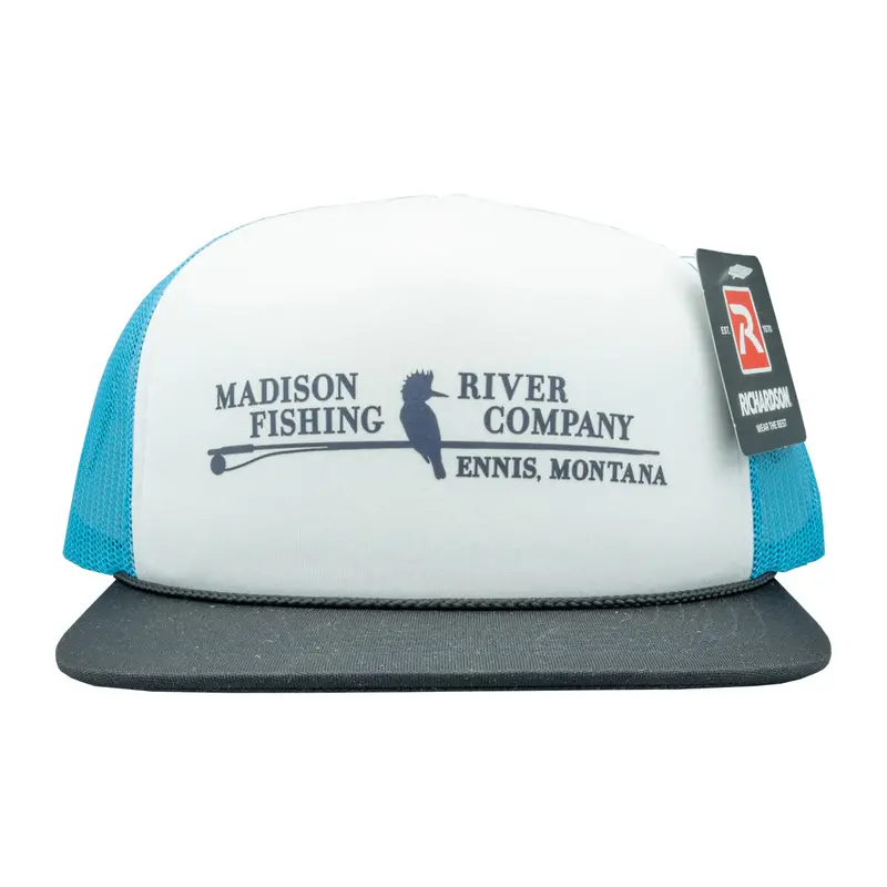 Mrfc 113 Trucker Hat – Foam Logo, White/Neon Blue/Black 1