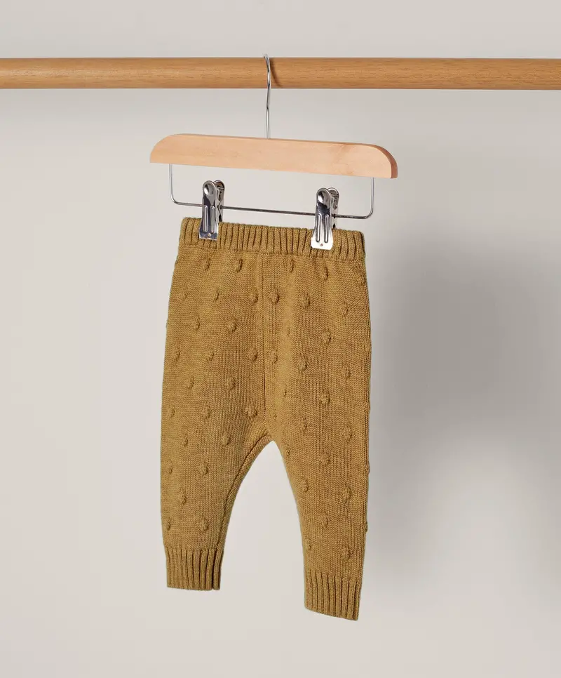 Mustard Bobble-Leg Detail Leggings 1