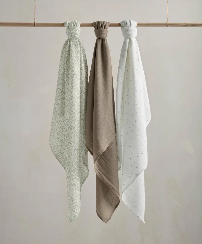 Organic Cotton Muslin Swaddle Squares (3-Pack) – Welcome To The World Theme 1