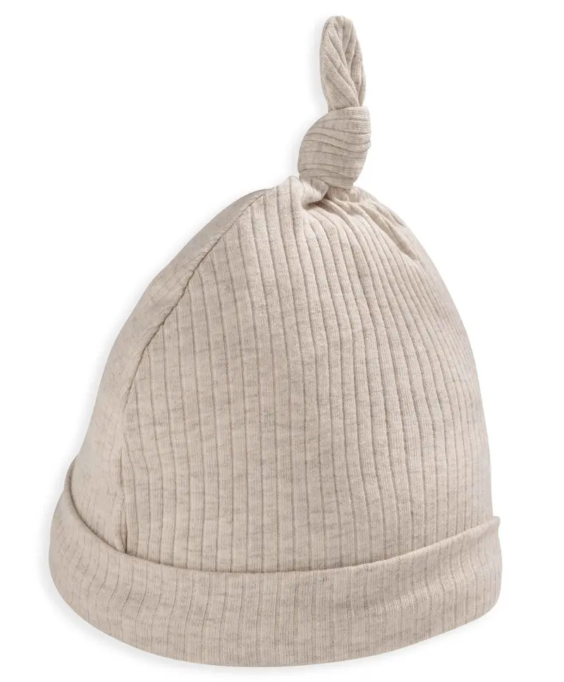 Organic Cotton Ribbed Baby Hat In Oatmeal 1