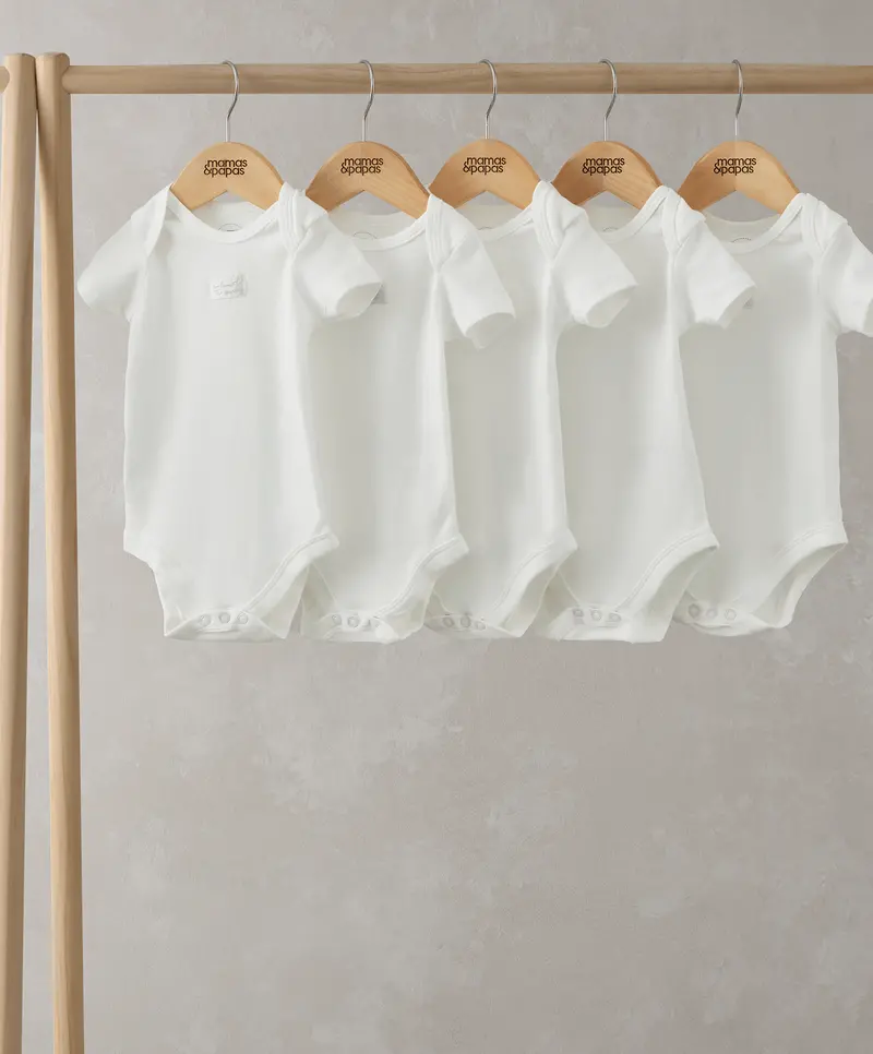 Organic Cotton Short-Sleeve Bodysuits (5-Pack) – Crisp White 1