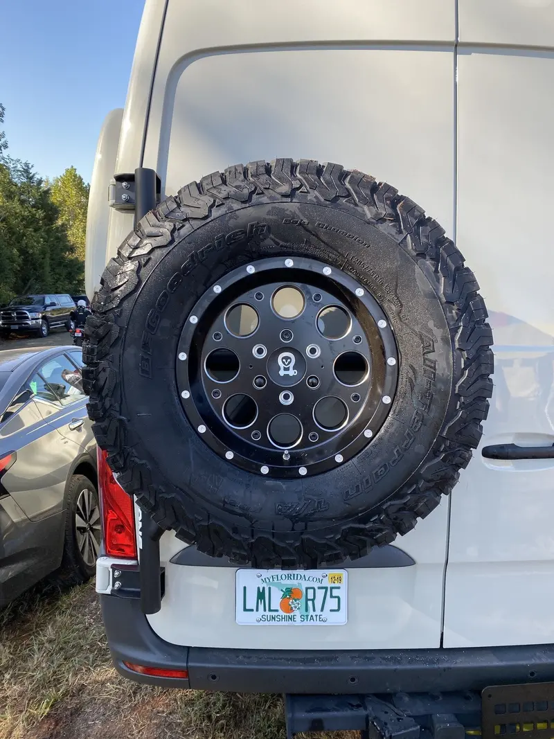 Owl Rear Tire Carrier Kit For 2019–2020 Mercedes Sprinter & 2020 Winnebago Revel 1
