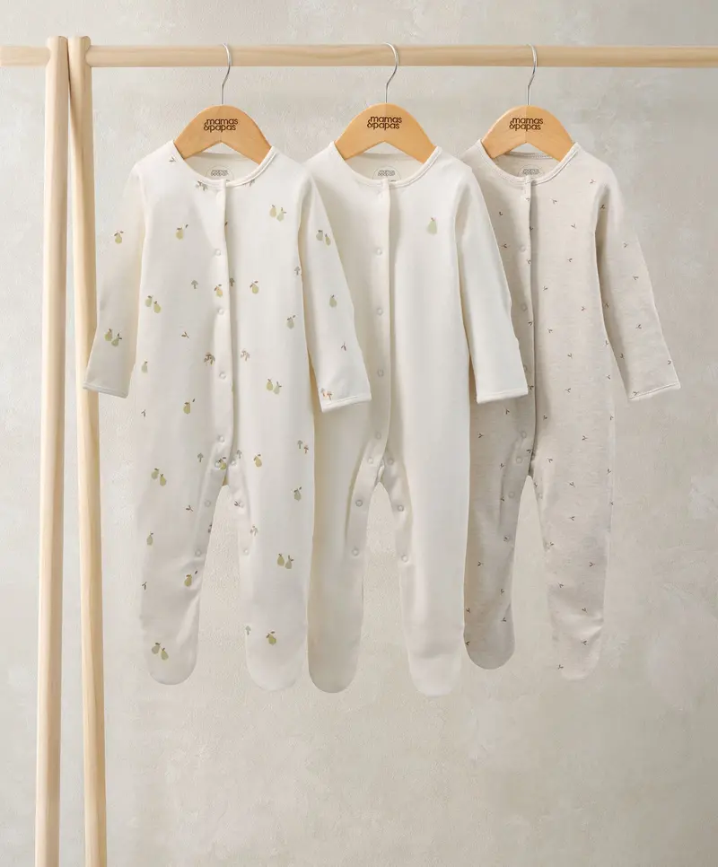 Pears Organic Cotton Sleepsuits – 3-Pack 1