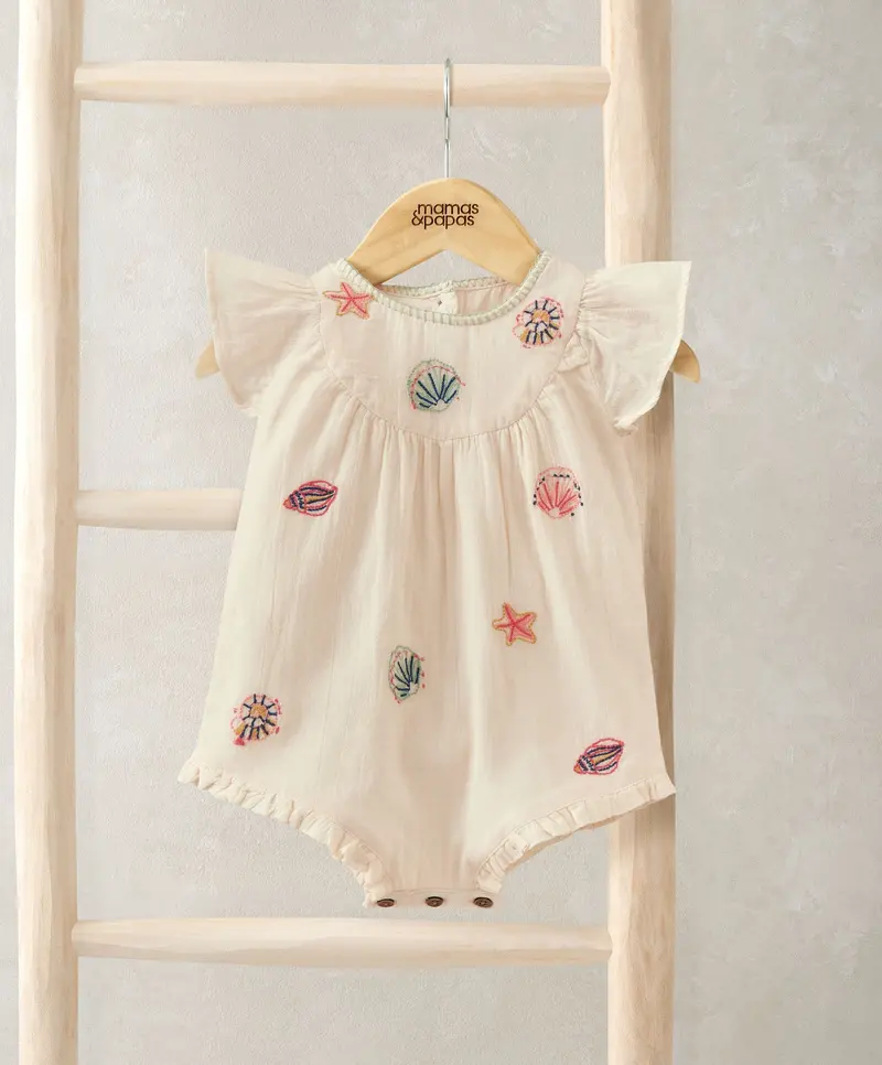 Pink Embroidered Baby Romper With Soft Finish 1