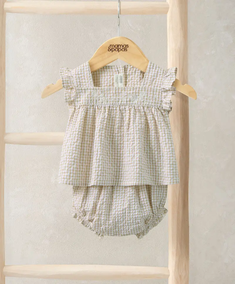 Pink Gingham Blouse And Matching Bloomers Outfit 1