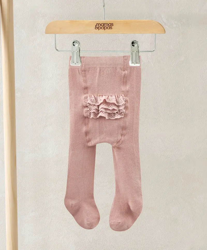 Pink Ruffled High-Waisted Bum Tights For Toddlers 1