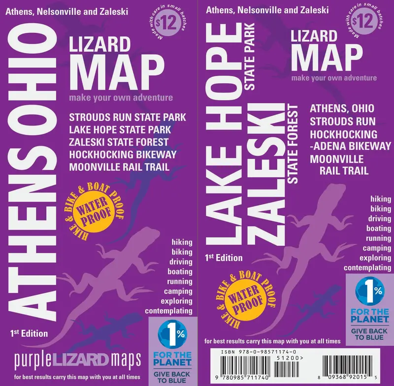 Purple Lizard Map: Athens–Zaleski State Forest & Park, Oh 1