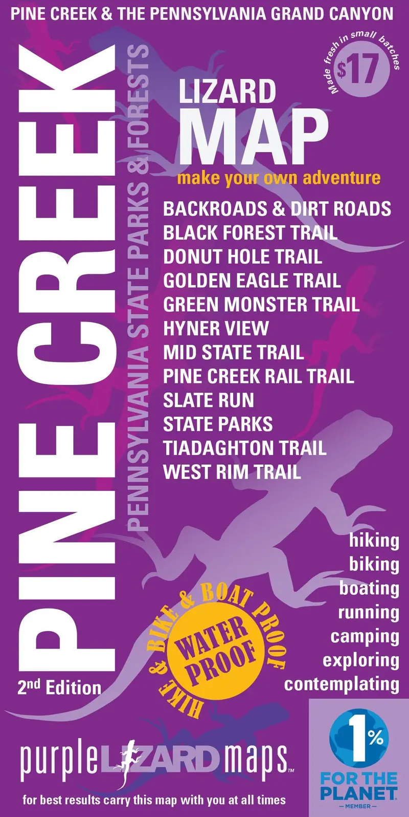 Purple Lizard Map: Pine Creek Gorge & Pennsylvania Grand Canyon 1