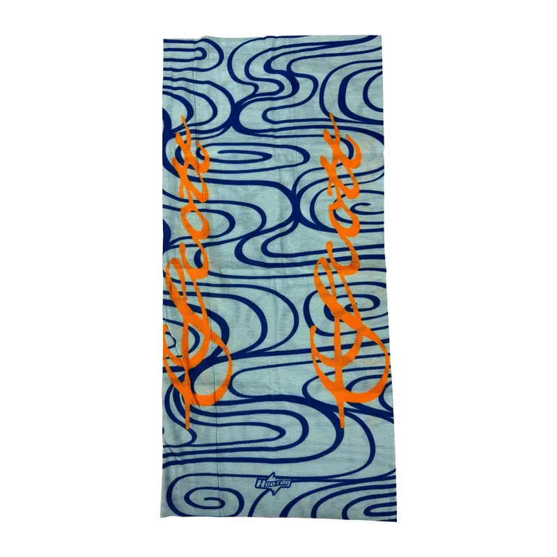 Scott Blue Water Design Neck Gaiter With Orange Accents 1