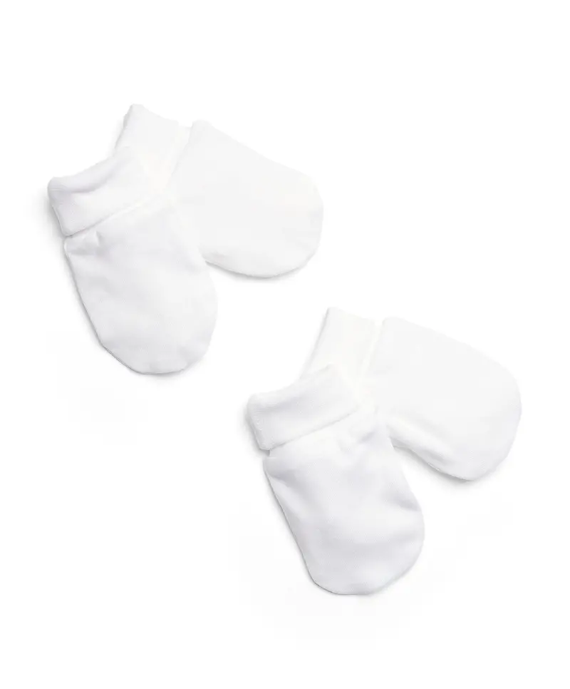 Set Of 2 White Baby Scratch Mitts 1