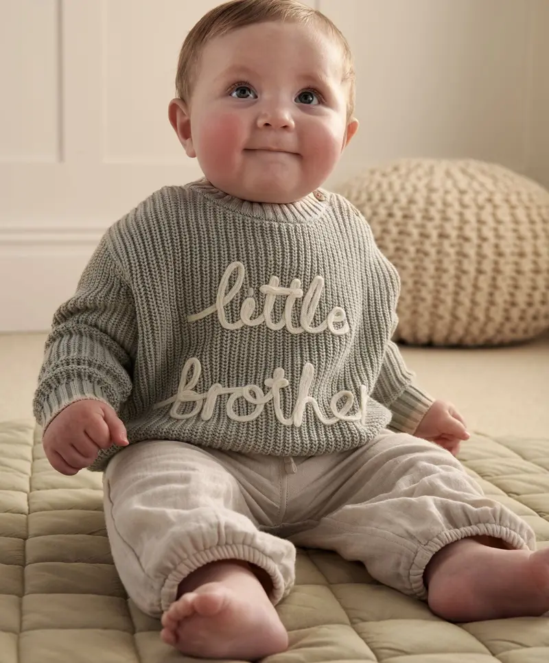 Sibling-Themed 'Little Brother' Knit Jumper 1
