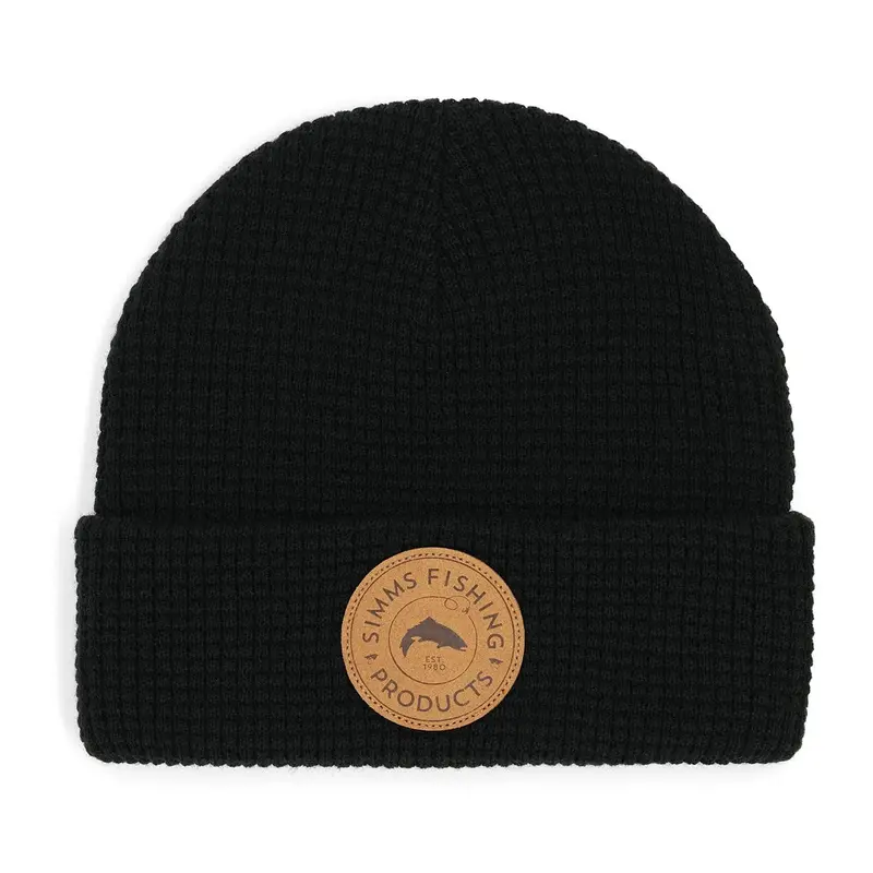 Simms Everyday Black Waffle-Knit Beanie 1