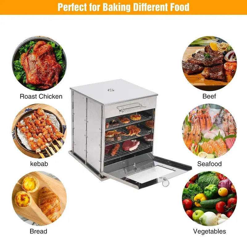 Stainless Steel 3-Tier Folding Camping Oven For Propane Stove Baking 1