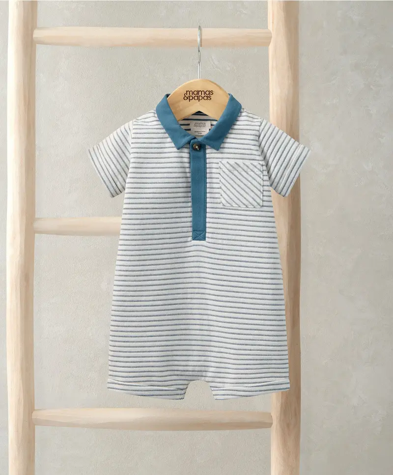 Striped Polo-Style Romper For Babies 1