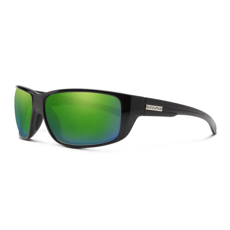 Suncloud Milestone Polarized Sunglasses – Black Frame, Green Mirror Lens 1